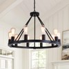 9MMML 10 Lights Wagon Wheel Chandelier, Black Round Globe Wrought