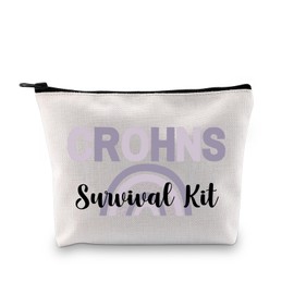 G2TUP Crohns Disease Awareness Gift Crohns Survival Kit Makeup Bag Colitis Warrior Cosmetic Bag Chronic Illness Gift Purple Ribbon Gift (Crohns Survival Kit MB)