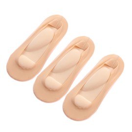 3D Foot Massage Padded Lady Invisible Socks, No-Show Arch Support Socks, Sponge Cushion Non Slip Massage Socks For Plantar Fasciitis & Heel Pain (3 pairs Beige,One Size)