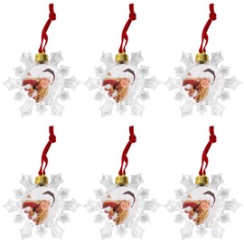 VALICLUD 6 Pieces Photo Frame Christmas Tree Decoration Picture Frame Pendant Snowflakes Photo Christmas Tree Baubles Tree Decoration Christmas Decoration Xmas Party Family Keepsake Gift