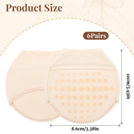 XLIUAX 6 Pairs Toe Covers for Women, Toe Socks with Padding Cushion No Show Socks Half Sock for Women Mules(Brown)