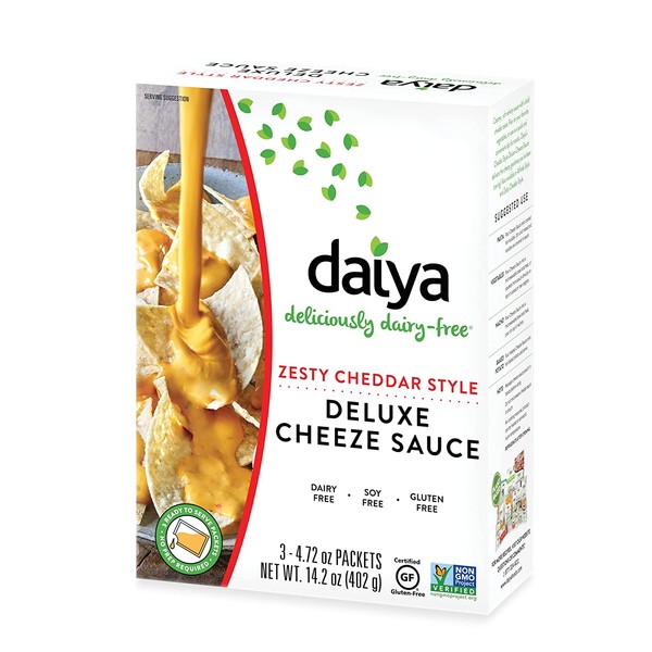 Daiya Zesty Cheddar Style Cheeze Sauce :: Plant-Based Nacho Cheese Sauce and Queso Dip :: Vegan, Dairy Free, Gluten Free, Soy Free, Rich Cheesy Flavor :: Box Contains 3 Packets (2 Servings Each)