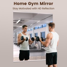 LOAAO Home Gym Mirror, 56"x22"-2 PCS Gym Mirrors for Wall, Frameless, Tempered Glass, Large Workout Mirrors for Home Gym, Dance Studio, Yoga Room, Garage Gym