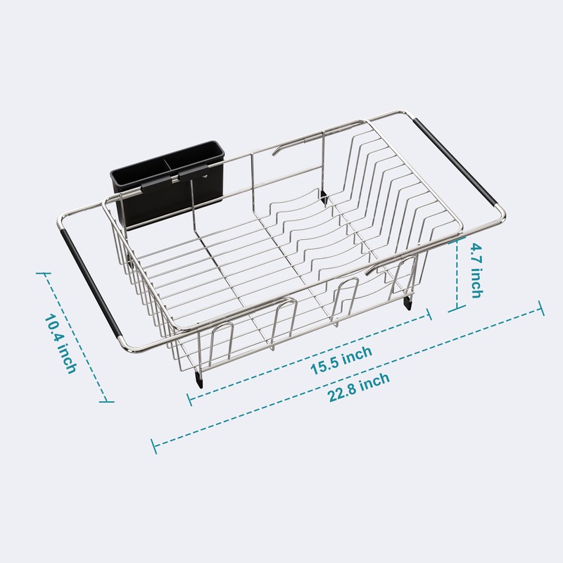 JASIWAY Dish Drying Rack in Sink, Expandable Stainless Steel Dish