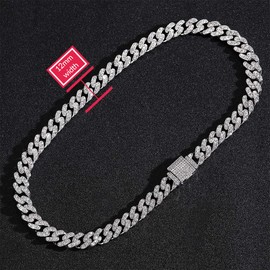 EMESLY Miami Cuban Link Curb Chain Gold/Silver Necklace (16, 18, 20, 22, 24, 30 Inches Length); Hip Hop Bracelet (8" Length) for Men & Women; Perfect Iced Out Bling Jewelry Gift