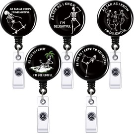 5 Pcs Xray Badge Reel As Far As I Know I'm Delightful Badge Reel Radiology Nursing Badge Holder Retractable ID Name Funny Badge Reel for Card, Nurses, Doctors, Teachers Gifts, 5 Styles