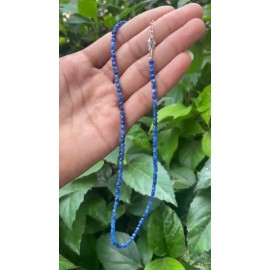 SA Natural Blue Sapphire Choker Round Tiny Beads Healing Energy Dainty Necklace