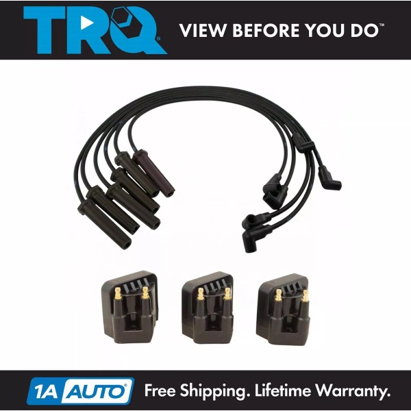 TRQ Engine Ignition Coil & Spark Plug Wire Kit Set