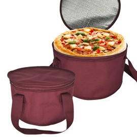 2Pack Oversized Insulated Round Thermal Casserole Food Carrier,Pie Carrier,Lunch Bag for Potluck,Picnics,Thermal Bag for Hot/Cold Food,11X7inch,Red Color