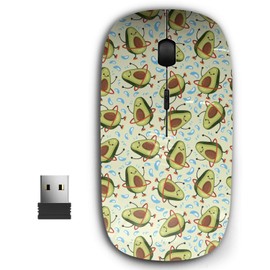 KAWAMOUSE 2.4G Ergonomic Portable USB Wireless Mouse for PC, Laptop, Computer, Notebook with Nano Receiver (Avocado Cute)