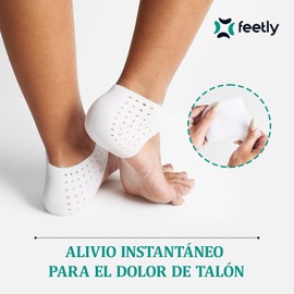 Feetly® Plantillas de Gel de Silicona Fascitis Plantar NUEVO MODELO - Protectores de Talón - Uso con Zapatos Alivian el Dolor - Insertos -Almohadilla Ortopedica - Taloneras Espolon Calcaneo Un Par