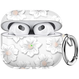 Maxjoy for AirPods 3 Case, Clear AirPod 3rd Generation Case for Women Men Cute Soft Protective AirPods 3 Cover with Keychain for AirPod 3rd Generation Charging Cover 2021, Hollyhock