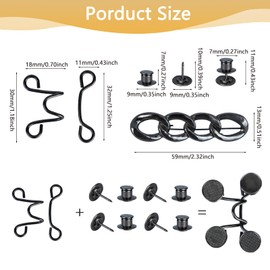 Oslynia 9 Pcs Features Cinch Clip, Concealed Decorative Jean Buttons for Loose Jeans, Reusable Metal Jean Buttons, 3 Colors of Non Sewn Waist Tightener Clip
