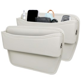 DewyLeaf Car Seat Gap Filler Organizer,2 Pack Leather Car Seat Organizer and Storage for Front Seats, Interior Car Accessories for Phones, Glasses, Keys, Cards (Grey, 2 Pack)