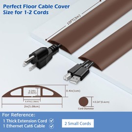10ft Floor Cord Cover,Cord Hider Floor Brown,Extension Cable Cover Power Cord Protector Floor,Floor Cable Management Prevent Cable Trips,Cord Protector Cord Cavity:0.47" (W) x 0.24" (H)