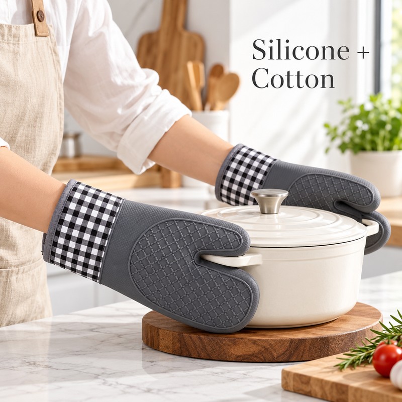 Silicone Oven Mitt for Cooking and Baking – Heat-Resistant Non-Slip