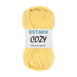Estako Cozy Thick & Quick Yarn 20% Wool 80% Acrylic Soft Super Bulky Weight #6 Knitting and Crocheting Yarn 3.52 oz (100gr) 65 yds (60 m) (52093-Yellow)