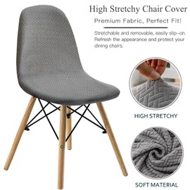 KELUINA Dining Chairs Covers Set of 2/4/6, Style Shell Mid Century Modern Chair Sipcover, Upholstered Accent Side Chair Covers (Light Gray, 6 PCS)