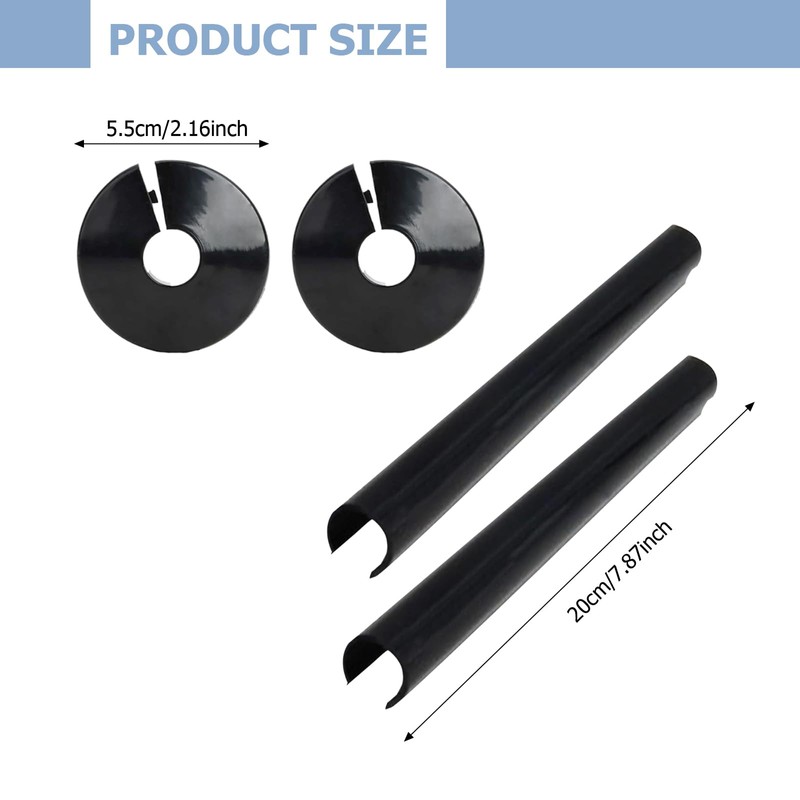 NAYAGOGO 4 pcs Radiator Pipe Covers & Collars, Black Radiator