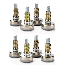 HOTTARGET Furniture Levelers - Adjustable Leveling Legs for Tables Chairs Cabinets Felt Pads Included (8, D35mm Silver)