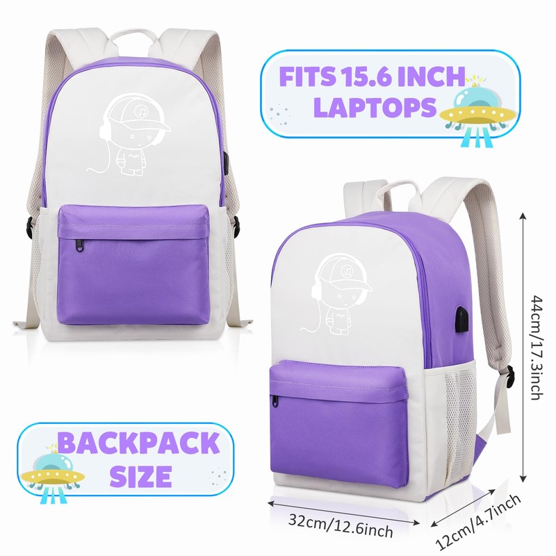 SAMIT Anime Luminous Backpack with USB Charging Port Anti Theft