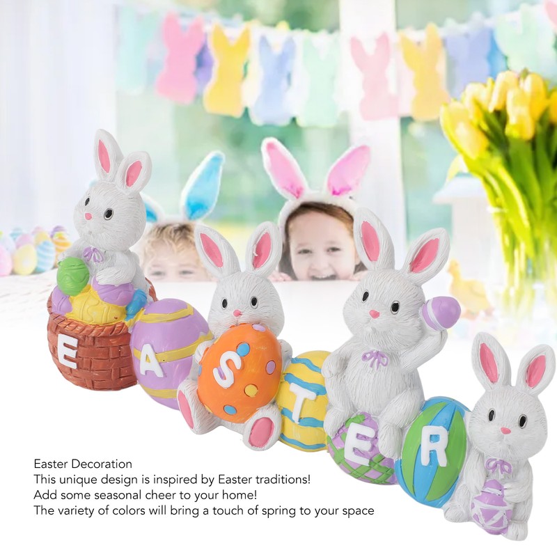 Easter Rabbit Decoration Multipurpose Vivid Cute Hand Painted Resin Rabbit