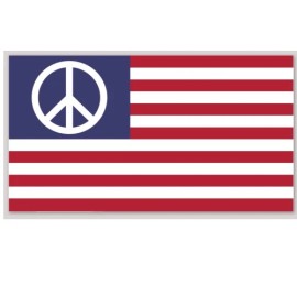 3.25 Inch Non Reflective American Flag United States Peace Sign Sticker