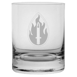 Etched Laser Art 63rd Infantry Division Military Etched 11oz Crystal Rocks Whisky Glass