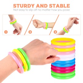 12pcs Plastic Bangles Women and Boy Girl Fashionable Bracelets for Party and Decoration Easy to Wear Random Colors Lightweight Design