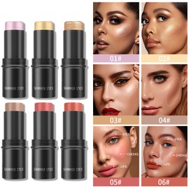 Highlight Blush Stick, Liquid Highlight Blush Stick Contouring Concealer Stick, Long-Lasting, Waterproof, Natural, Smooth Blush Cream Pen for Cheeks, Eyes and Lips (#02)