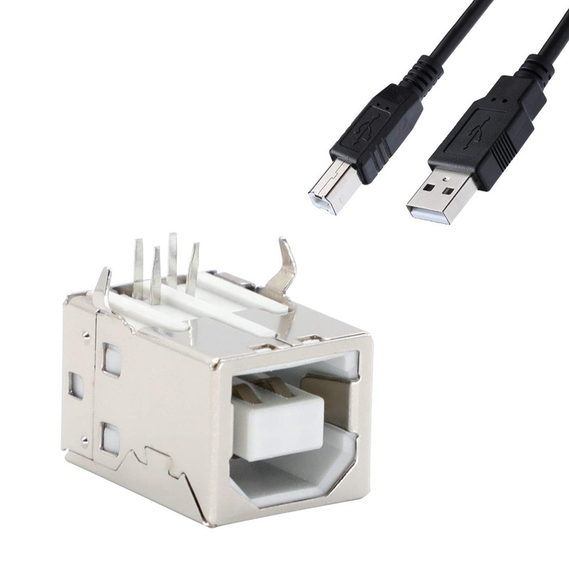 USB Female Type-B Port 4-Pin Right Angle PCB DIP Jack