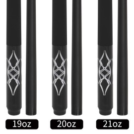 Dysdensa Set of 3 Fiberglass Pool Cue Sticks 19oz 20oz 21oz 58inch Black
