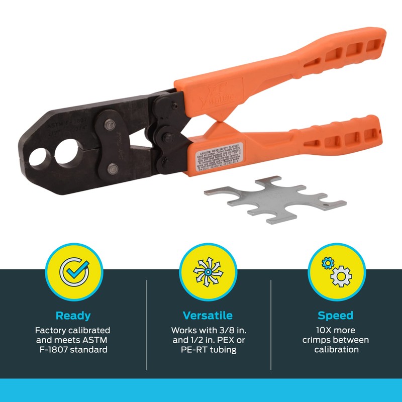 SharkBite 1/2 Inch to 3/4 Inch PEX Crimp Tool, Dual