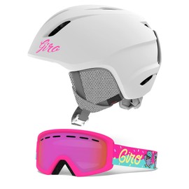 Giro Launch CP Kids Snow Helmet w/Matching Goggles Matte White/Disco Birds Flash SM (52-55.5cm)