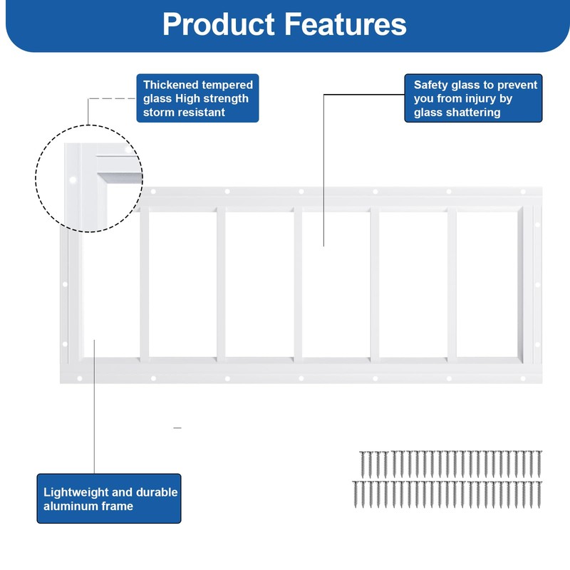 NeatiEase 2 Pack Shed Windows 10"x35", Transom Window Fixed Design