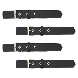FINGERINSPIRE Set of 4 toggle buckles for sewing, made of PU leather, 205 mm long, black faux leather, press stud fasteners, made of metal, leather fasteners with single pin buckle, for backpack,