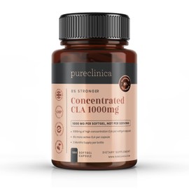 Pureclinica Concentrated CLA 1000mg x 180 Softgels - 84% Rich Conjugated Linoleic Acid - Up to 6 Months Supply
