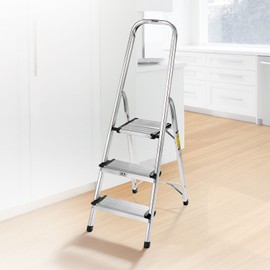 Polder LDR-3500RM Ultralight 3-Step Stool, 52.5" Tall, 24.5" Top Step, Aluminum