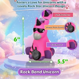 Forest & Twelfth 6" Rock Band Unicorn Toy Cute Rubber Animals for 3+ Year Olds, Great Toddlers Toy for Bath, Pool, Beach and Indoor Play, Classroom Gifts for Students (#7 Rock Band)