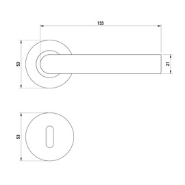 Beschläge Hamburg FRANKFURT 07 SM BB Door Handle with Deadlock Rosettes Diameter 53 x 9 mm Door Fitting for Room Doors Door Handle Set Door Handle for Interior Doors in Stainless Steel Matte Black