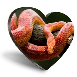 1 x Heart Coaster - Red Corn Snake Reptile Cork Backed MDF Glossy Tea Coffee Accessory #51860