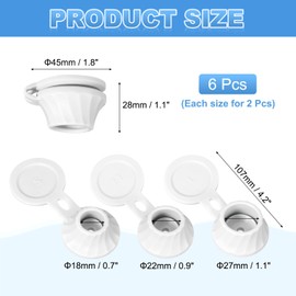 sourcing map 6 Pcs Bottle Emptying Caps 3 Sizes Shampoo Upside Down Flip It Bottle Caps Kit Inverted Leak-Proof Cap for Shower Gel Bottles Lotions Shampoos Kitchen Condiments, White