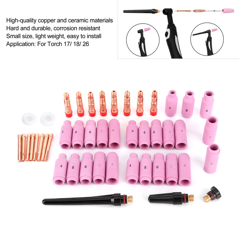 46Pcs Welding Nozzle TIG Contact Welder Nozzle for Torch 17/18/26