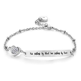 LSxAB Not Sister By Blood But Sister By Heart Bracelet for Best Friend BFF Bracelets Friendship Stainless Steel Jewellery Gift