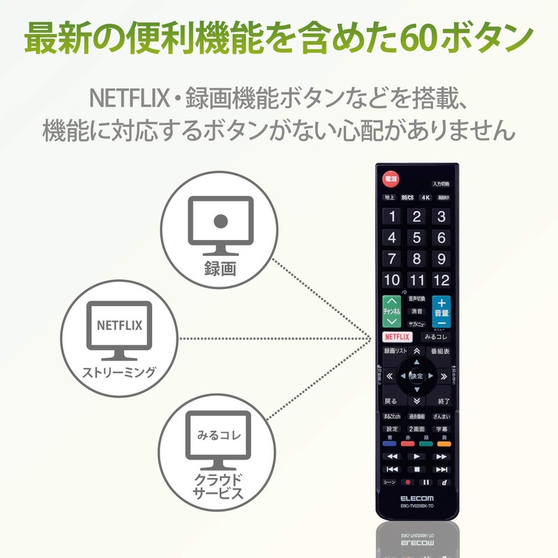 Elecom ERC-TV02XBK-TO TV Remote Control for Toshiba Regza [Easy Remote
