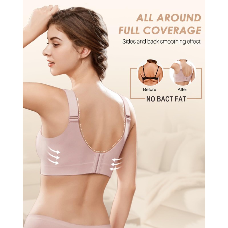 LEYSHE Wireless Support Bra Full Coverage Padded Push Up Wireless