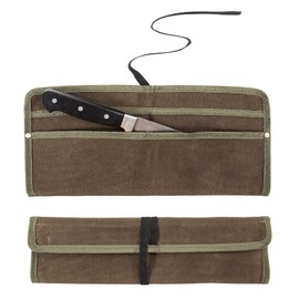 Qchengsan Chef Knife Sheath,Waxed Canvas Single Chef Knife Case Bag Roll for Traval,Sheaths for Chef's Kitchen knives,Tool Organizer Pouch Culinary Accessories Cooking Tools Roll,Gifts for Men