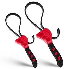 Strap Wrench Set, 2 Pcs Adjustable Rubber Strap Wrench, Oil Filter Wrench for Jar Opener, Pipe Wrench