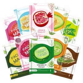 10 Sheet Face Mask Set - Face Masks Skincare - Fruit Plant Sheet Mask Brighten Hydrating Smoothing and Improve Dullness - Face Masks Beauty Facial Mask for Teenage Girls Women