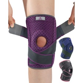 ABYON Knee Brace Adjustable Knee Braces with Side Stabilizers and Patella Gel Pads for Women Knee Pain Meniscus Tear Arthritis Joint Pain (L/XL)